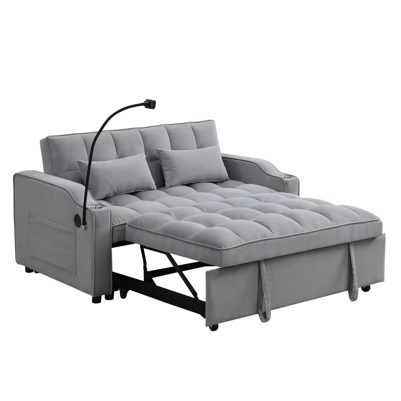 Modern Velvet Loveseat Futon Sofa Couch with Pullout Bed by HouseOfZazla