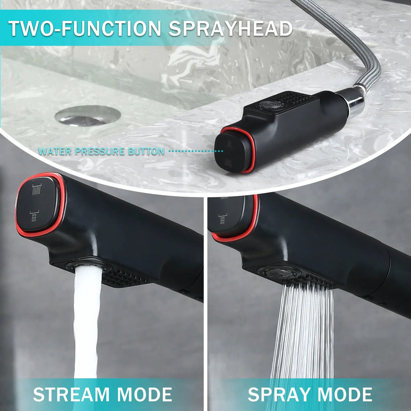 Pull Down Vessel Faucet With Lift Spout & Dual Spray Modes by HouseOfZazla