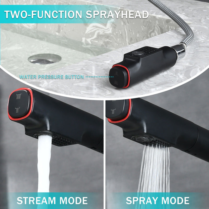 Pull Down Vessel Faucet With Lift Spout & Dual Spray Modes by HouseOfZazla
