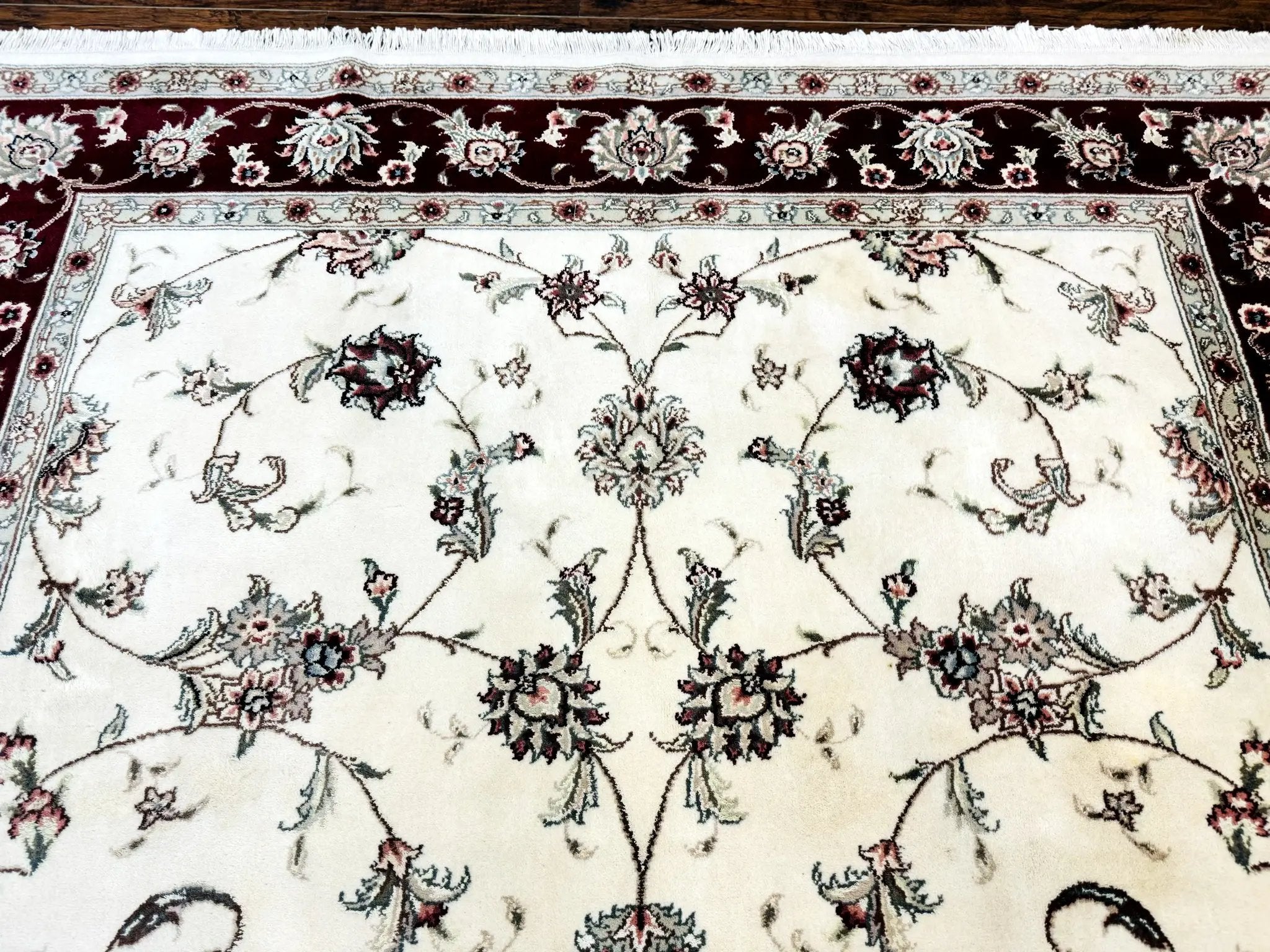 Ivory and Burgundy Pak Persian Rug 6x9 by Jewel Rugs