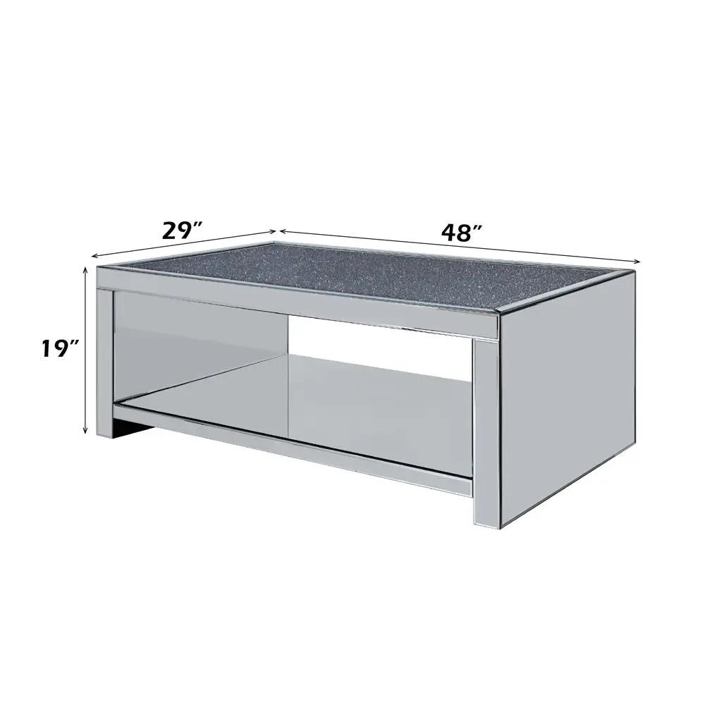 Noralie - Coffee Table - Clear Glass, Mirrored & Faux Diamonds by Unique Piece Furniture