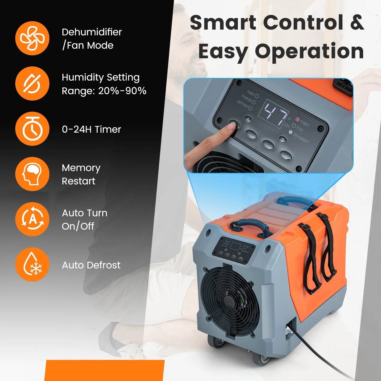 180 Pints/Day Commercial Dehumidifier with Pump and Drain Hose-Orange by DirectDeals
