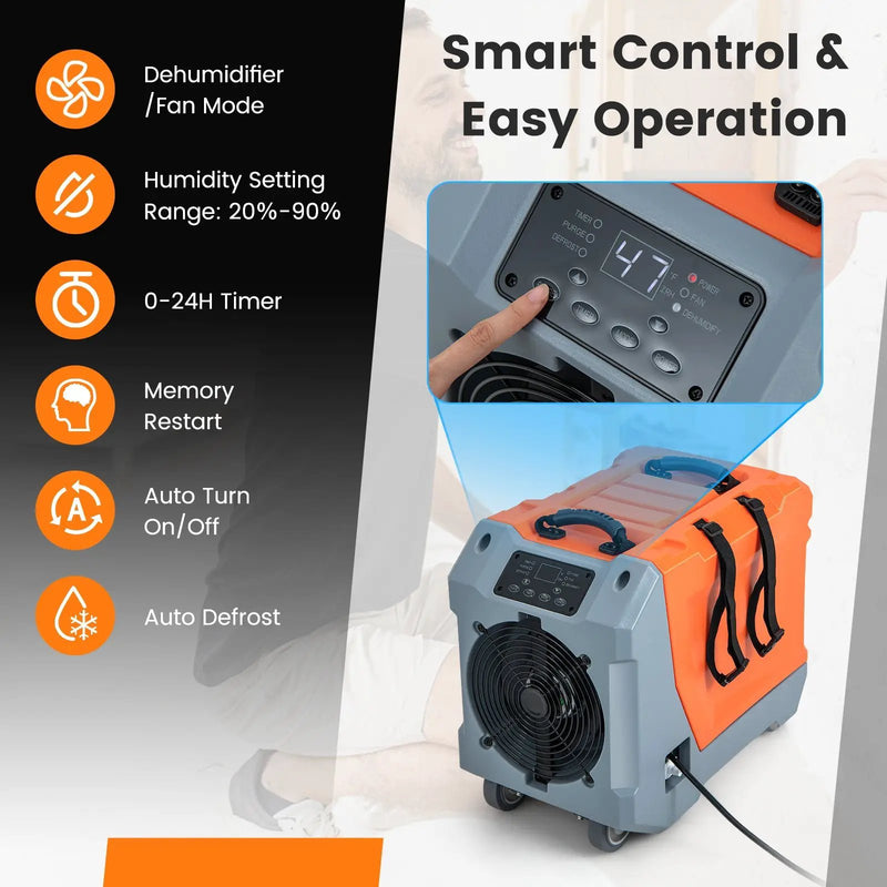 180 Pints/Day Commercial Dehumidifier with Pump and Drain Hose-Orange by DirectDeals