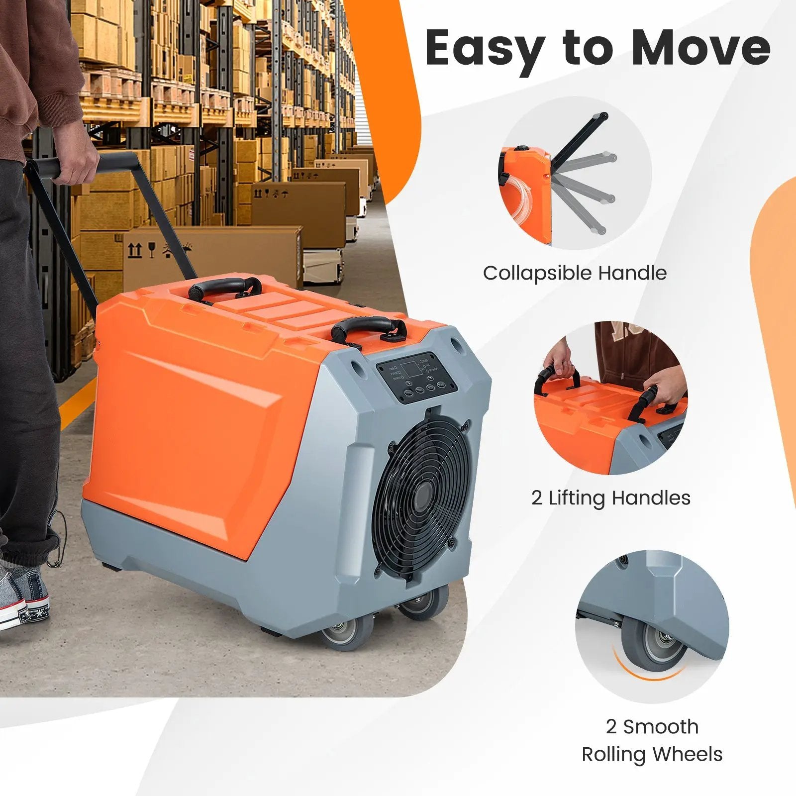 180 Pints/Day Commercial Dehumidifier with Pump and Drain Hose-Orange by DirectDeals