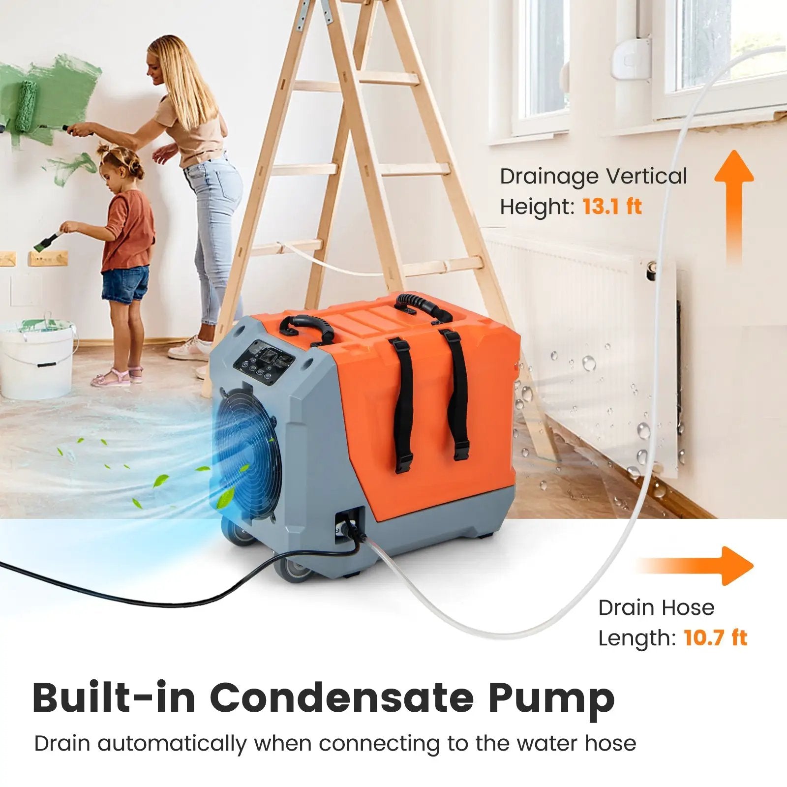 180 Pints/Day Commercial Dehumidifier with Pump and Drain Hose-Orange by DirectDeals