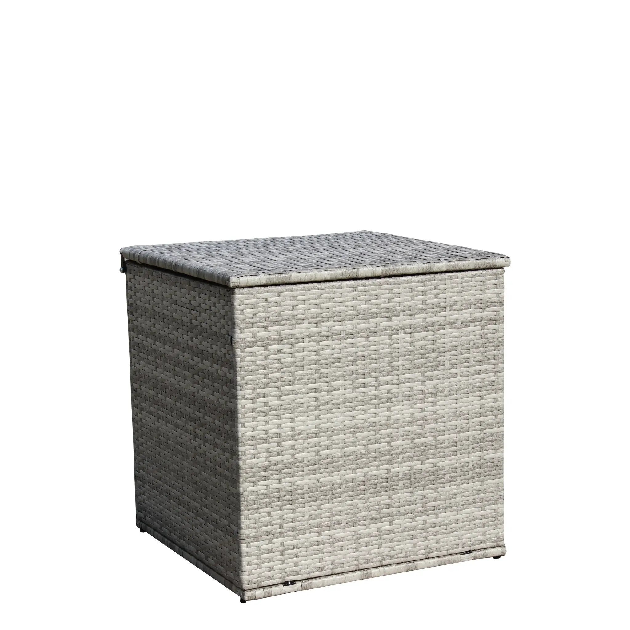 4 Piece Patio Sectional Wicker Rattan Outdoor Furniture Sofa Set with Storage Box Grey by HouseOfZazla