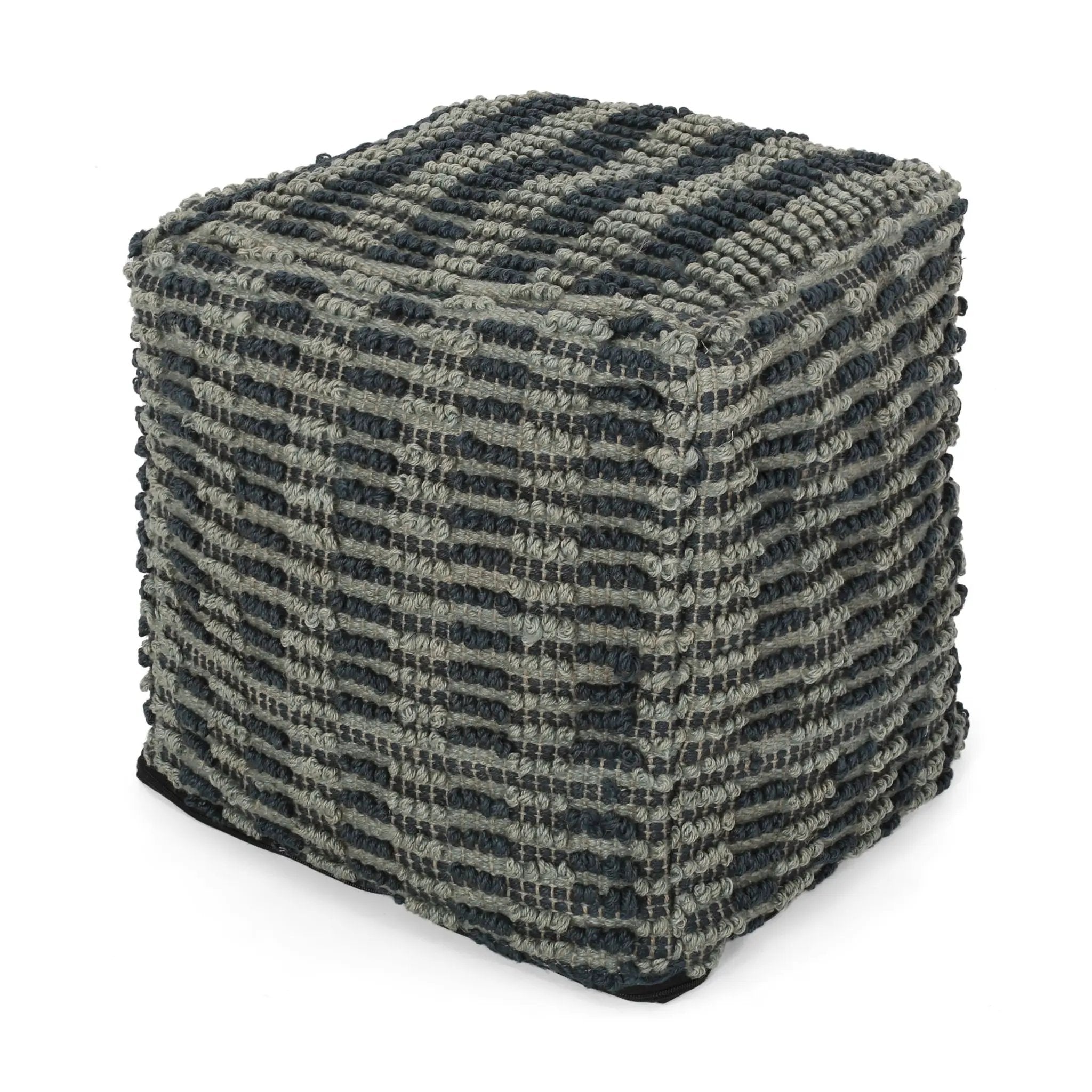Walle - Fabric Square Pouf Ottoman And Floor Cushion Teal - Blue by HouseOfZazla