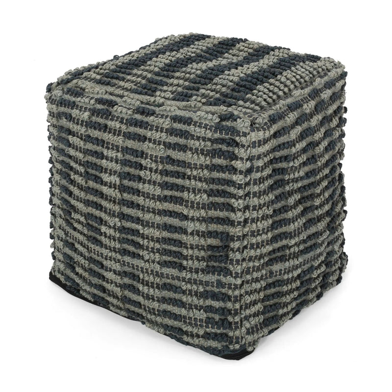 Walle - Fabric Square Pouf Ottoman And Floor Cushion Teal - Blue by HouseOfZazla
