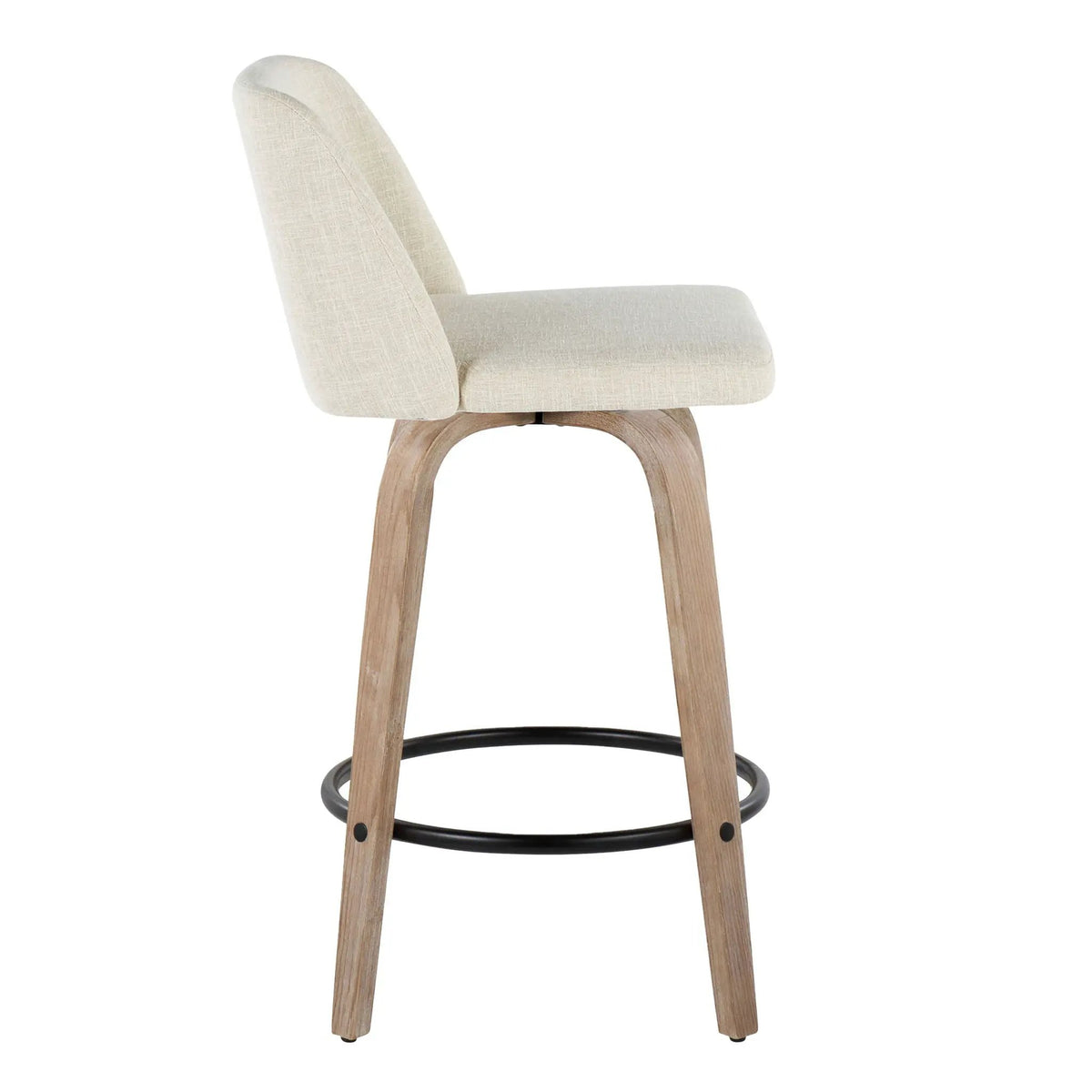 Toriano - Contemporary Fixed Height Counter Stool Swivel & Round Footrest (Set of 2) by HouseOfZazla
