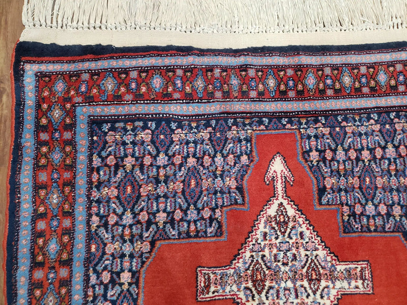 4x6 Western Kurdistan Kurdish Carpet Senneh Wool Area Rug Veg Dyes Red Blue Nice by Jewel Rugs
