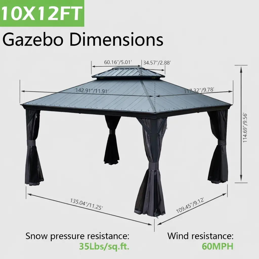 10'x12' Hardtop Gazebo with Resin Roof by HouseOfZazla