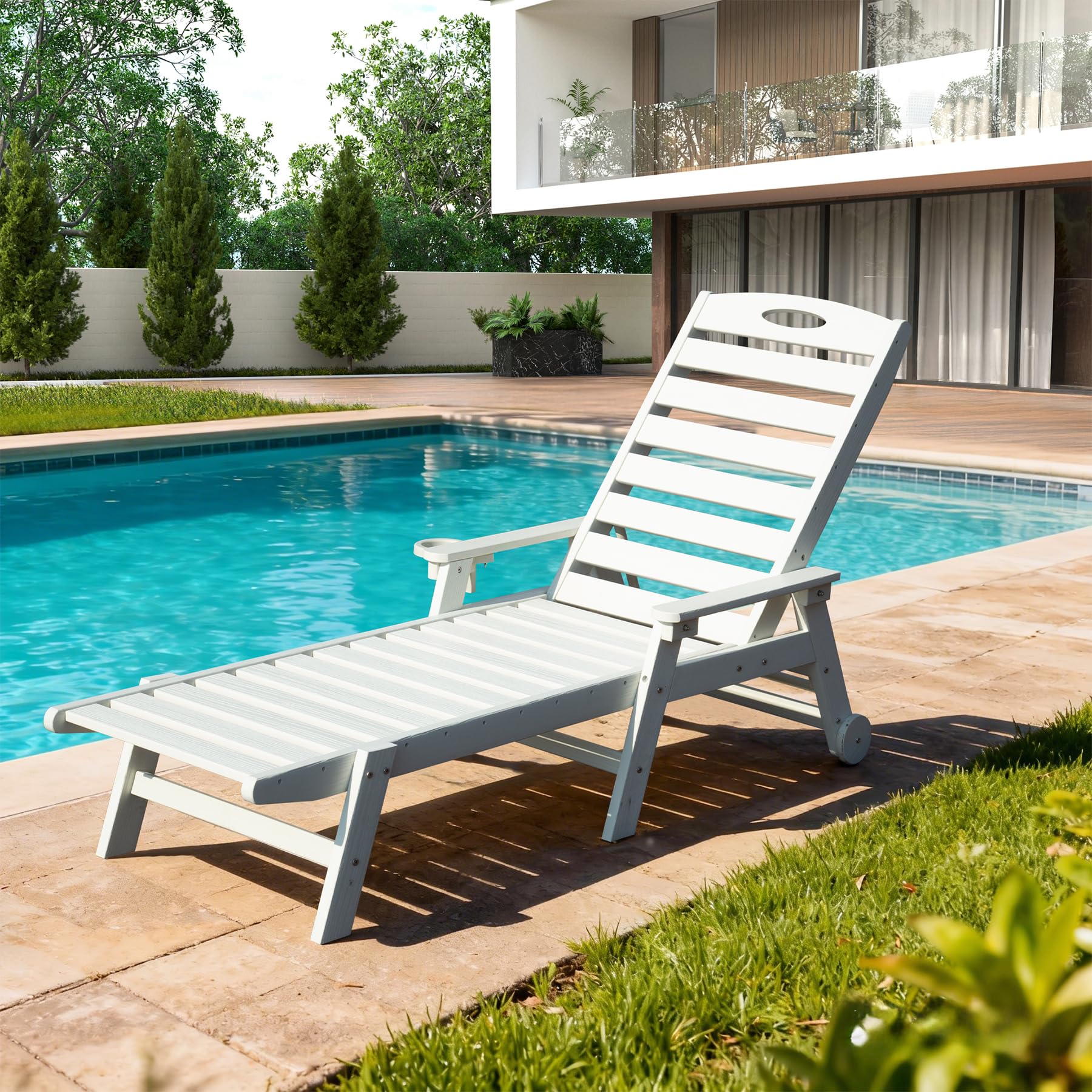 Patio Lounge Chair Outdoor HDPE with Reclining Backrest by HouseOfZazla