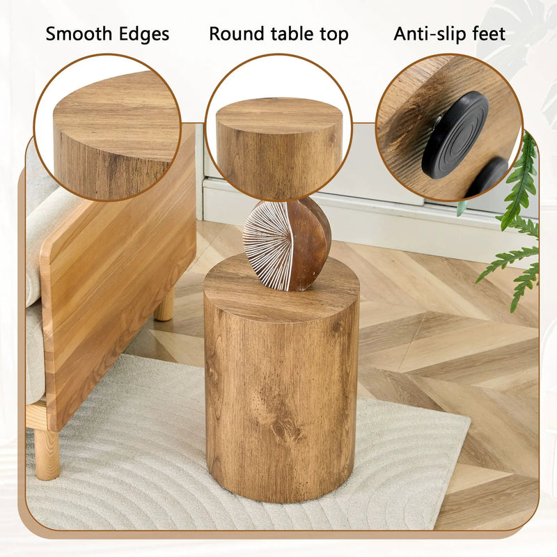 Cylindrical End Coffee Table, Living Room Furniture - Wood by Unique Piece Furniture