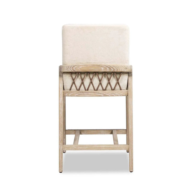 Arizona - Solid Ash Upholstered Counter Stool With Rope Detail - Creme De La Creme White by HouseOfZazla