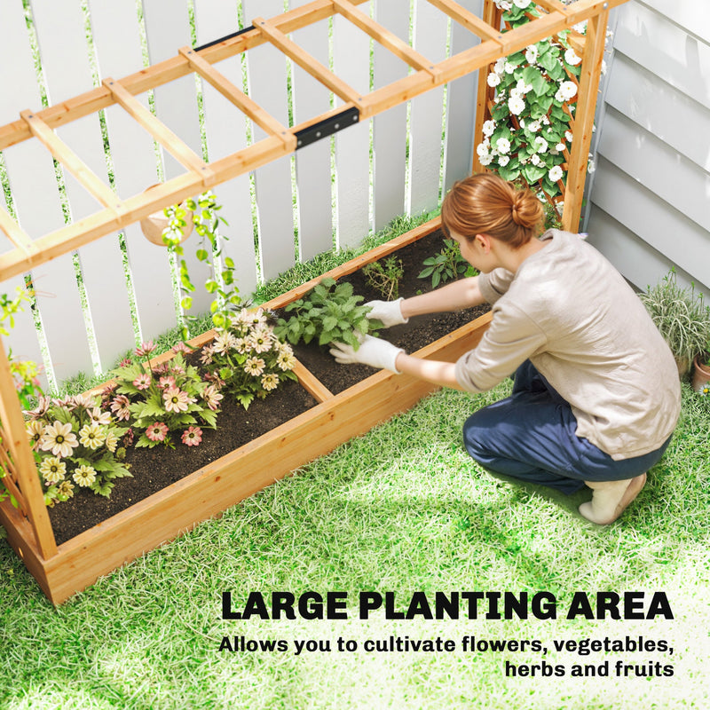Wood Raised Garden Bed with Trellis - Large Outdoor Planter Box, photo 6 of 10