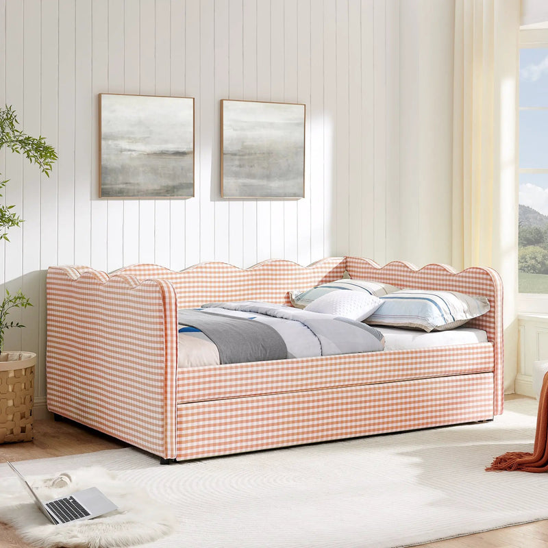 Full Size Cozy Gingham Daybed with Twin Size Trundle by HouseOfZazla