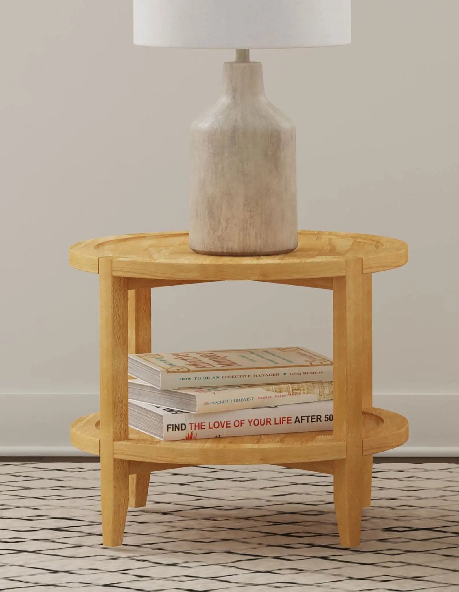 Camillo Round Solid Wood Side End Table Maple Brown by Unique Piece Furniture