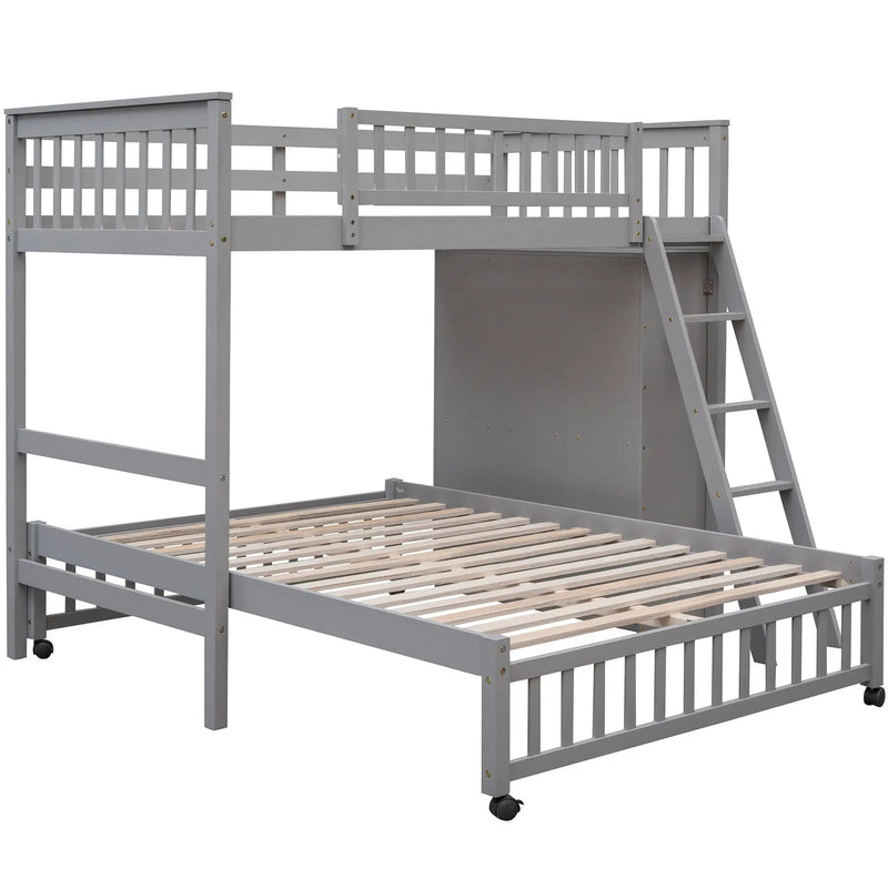Bunk Bed With 6 Drawers And Flexible Shelves, Bottom Bed With Wheels by Unique Piece Furniture