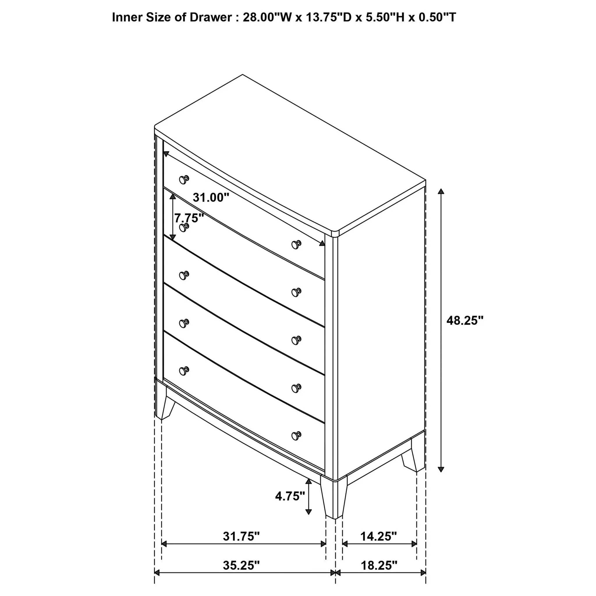 Menlo - 5 Drawer Bedroom Chest Of Drawers - Natural by HouseOfZazla