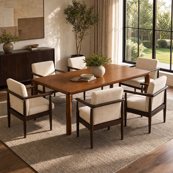 Mid-Century 7-Piece Dining Table Set