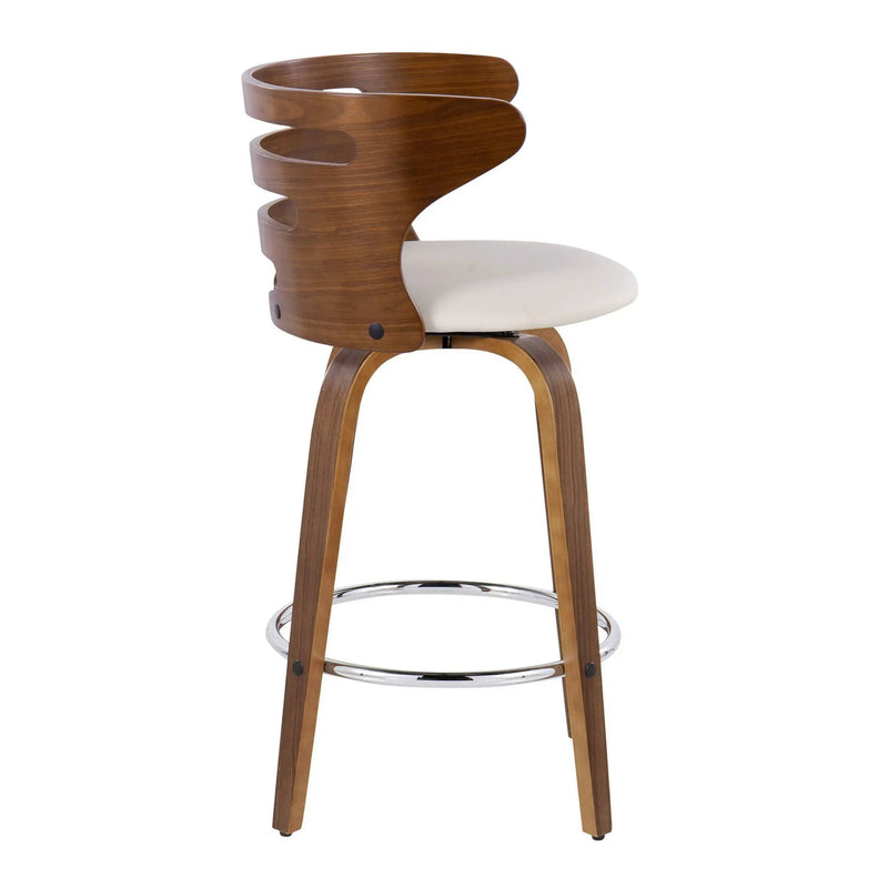 Cosini - Mid Century Modern Fixed Height Barstool With Swivel With Round Footrest (Set of 2) by HouseOfZazla