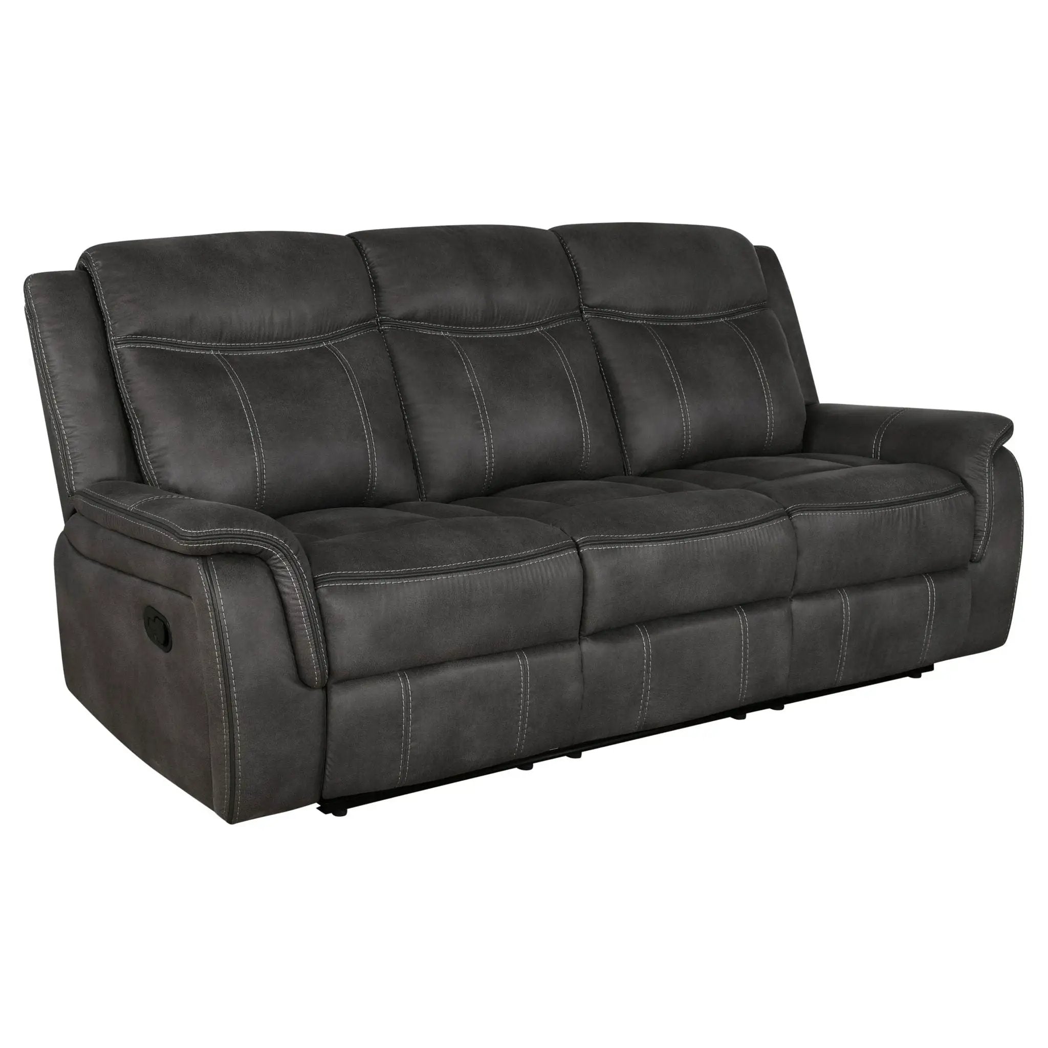 Lawrence Upholstered Padded Arm Reclining Sofa Charcoal by Unique Piece Furniture