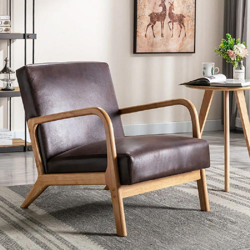 Open Framed Armchair With Cushioning Brown - Dark Brown by Unique Piece Furniture