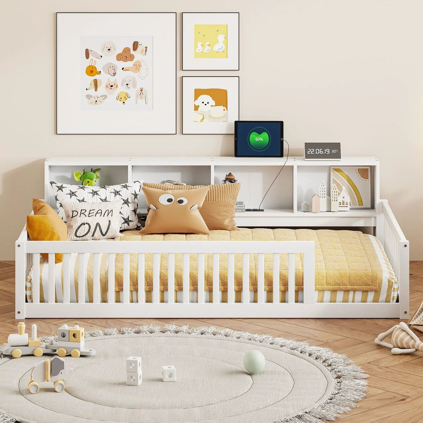 Floor Bed With Storage Cabinets And USB Ports by HouseOfZazla