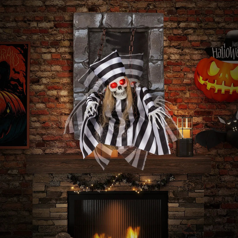 Animated Halloween Decoration 18 Inch Hanging Skull Prisoner by DirectDeals