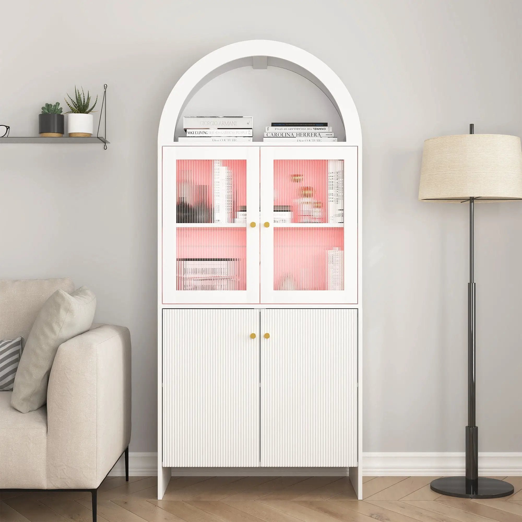 Modern Tech Inspired Dome Cabinet With LED Lighting