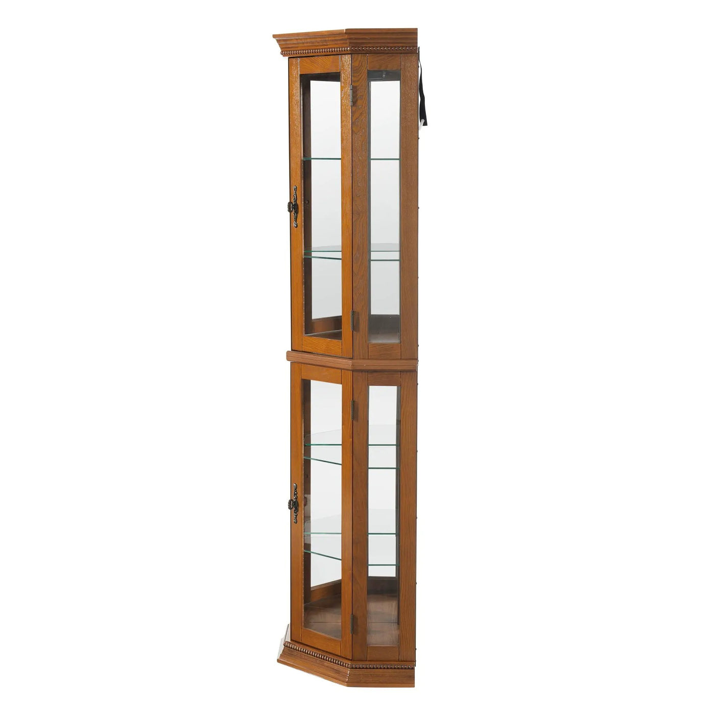 Corner Curio Cabinet With Lights, Adjustable Tempered Glass Shelves, Mirrored Back, Display Cabinet (E26 Light Bulb Not Included) by HouseOfZazla
