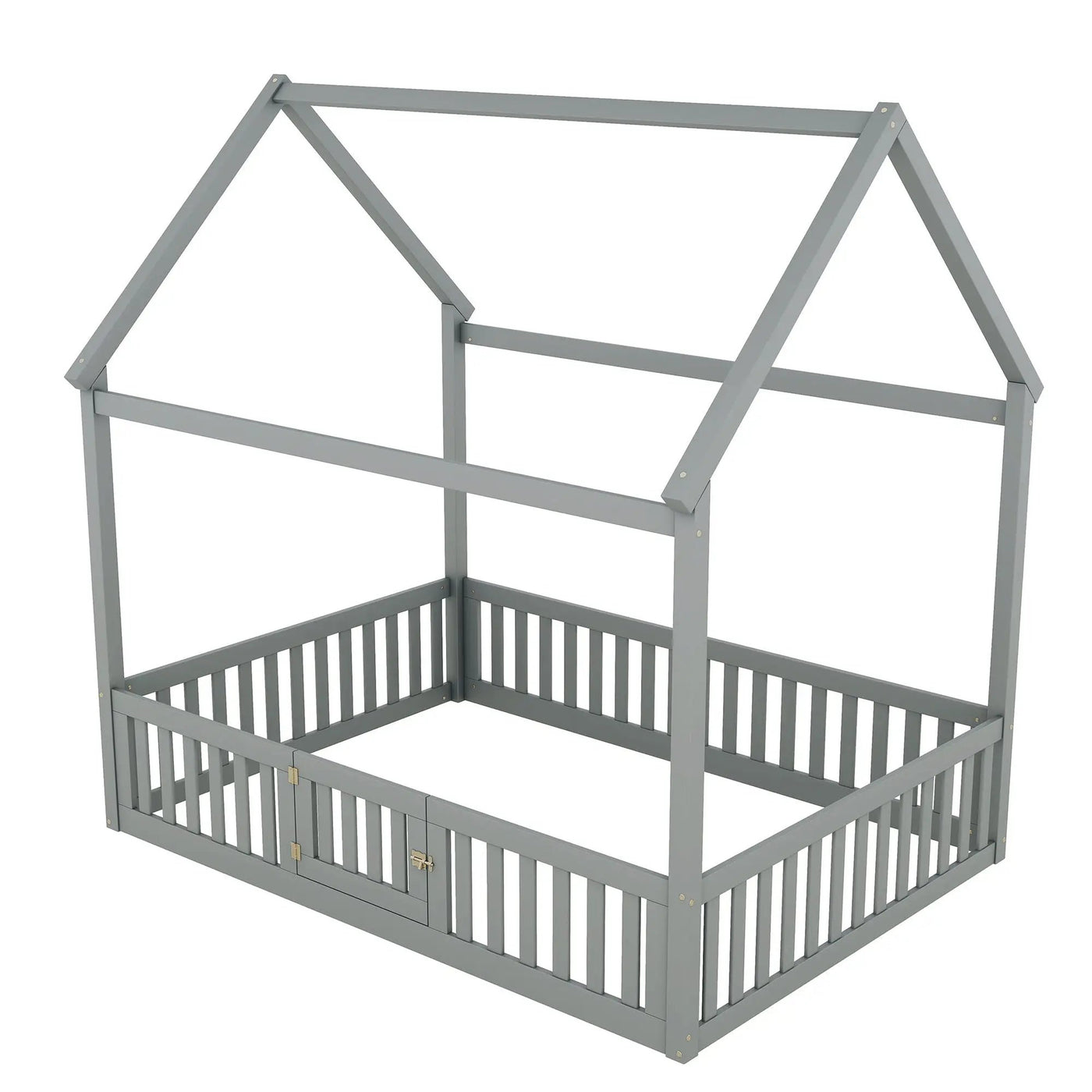 Wood House Bed With Fence And Door by HouseOfZazla