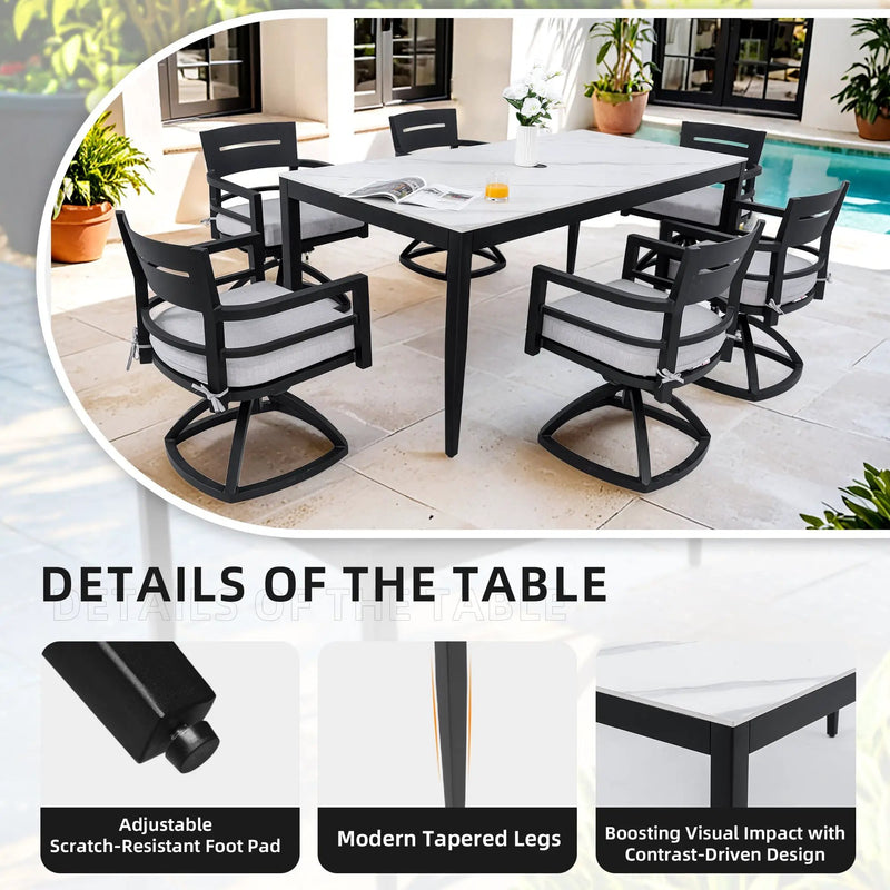 Modern 7PC Outdoor Patio Aluminum Dining Set by HouseOfZazla