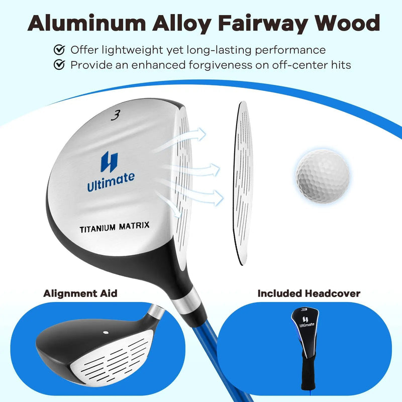 38 Inch 165CC Junior #3 Fairway Wood Golf Club with Fiberglass Shaft for Kids Ages 11-14 by DirectDeals