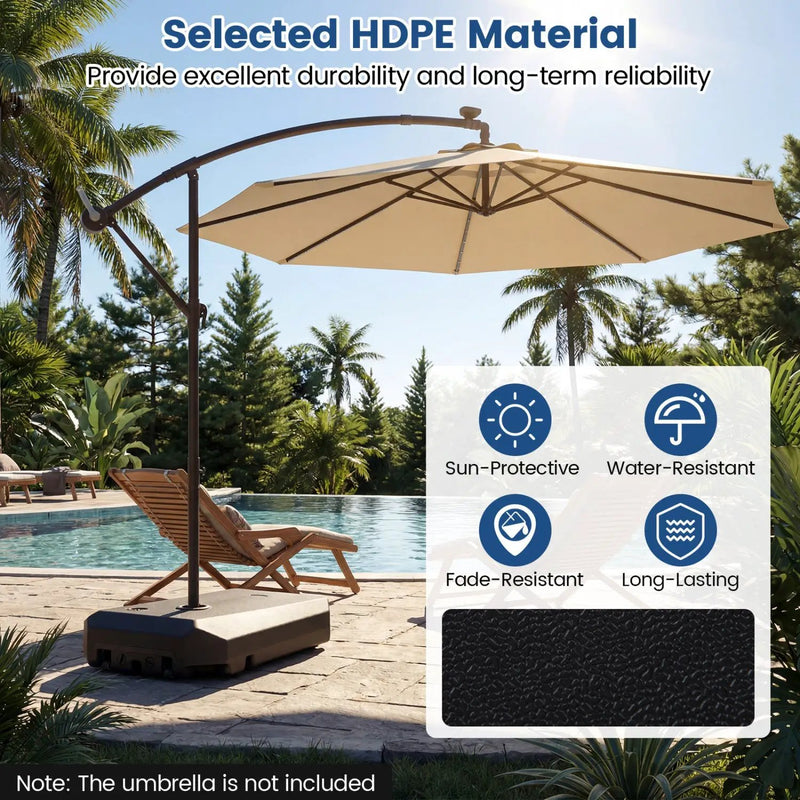 165 LBS Cantilever Umbrella Base with Wheels and Cross Base by DirectDeals