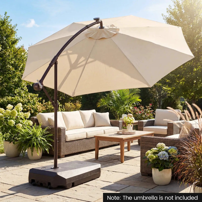 165 LBS Cantilever Umbrella Base with Wheels and Cross Base by DirectDeals