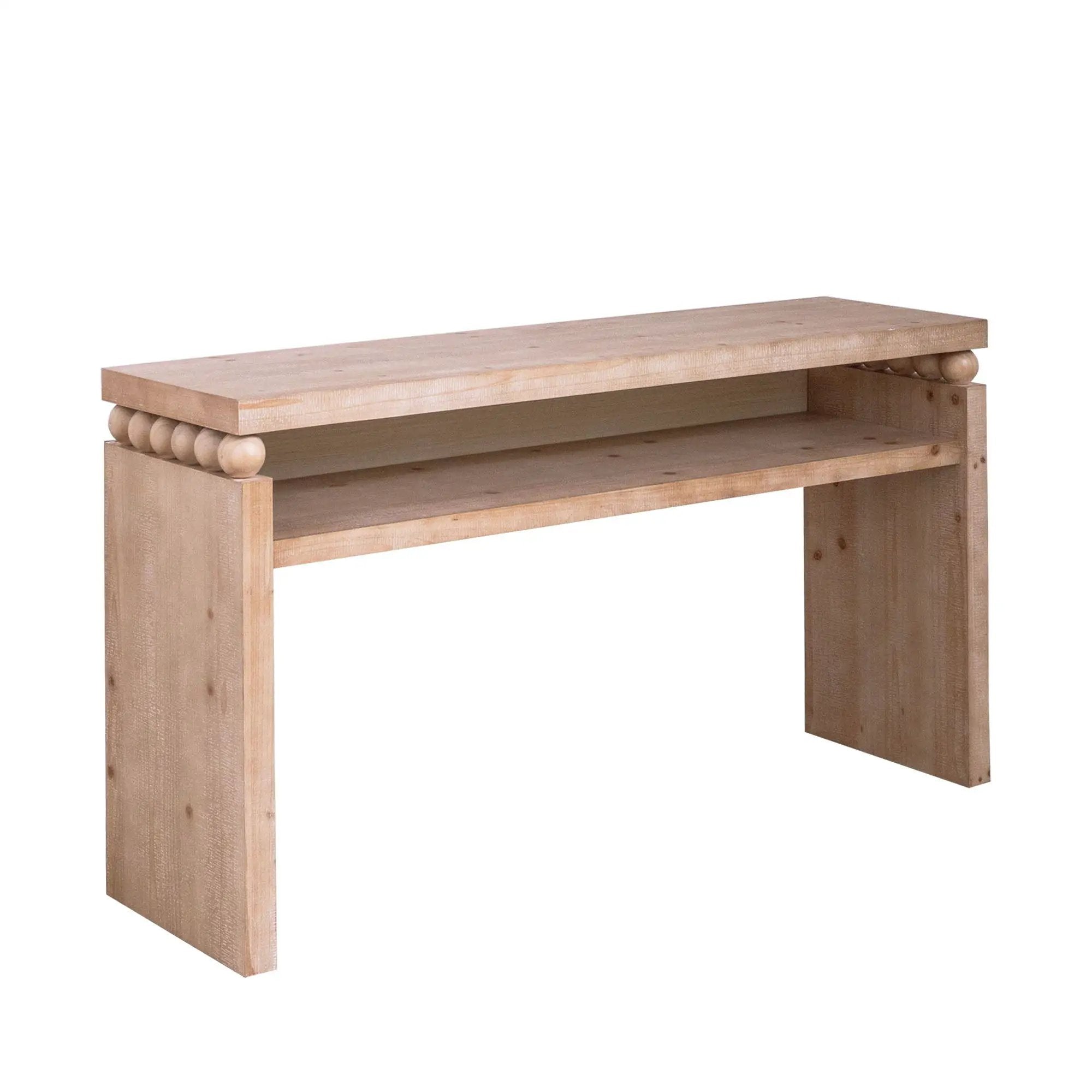 Modern Rustic Console Table, Wood Entryway Table With Shelf & Decorative Bead Detail - Natural by Unique Piece Furniture