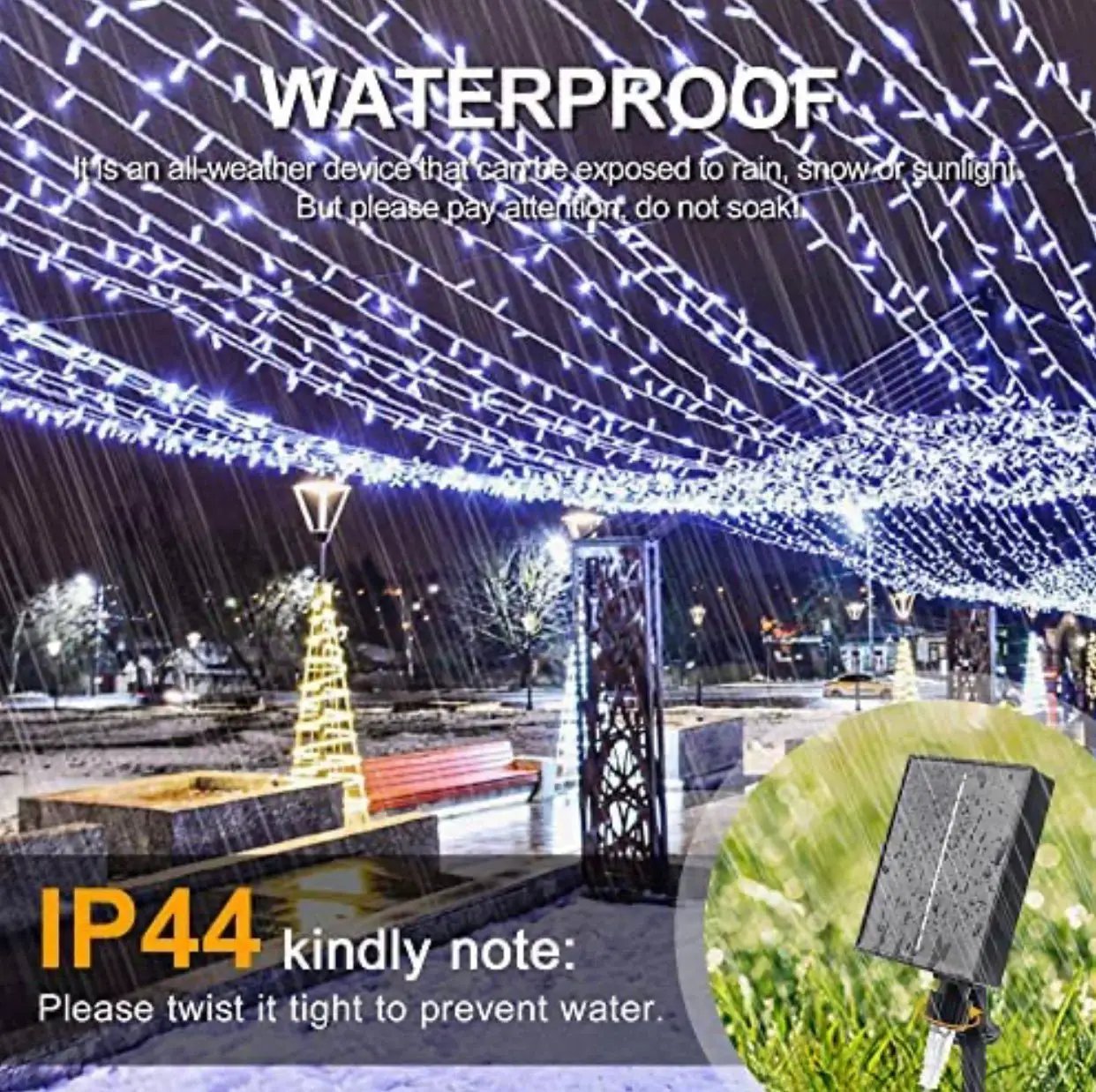 165Ft Solar String Lights White Wire Outdoor,500 LED Christmas Lights with 8 Modes and Timer, Remote Control by Outdoor Solar Outlet