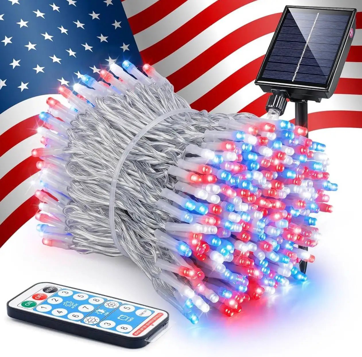 165Ft Solar String Lights White Wire Outdoor,500 LED Christmas Lights with 8 Modes and Timer, Remote Control by Outdoor Solar Outlet