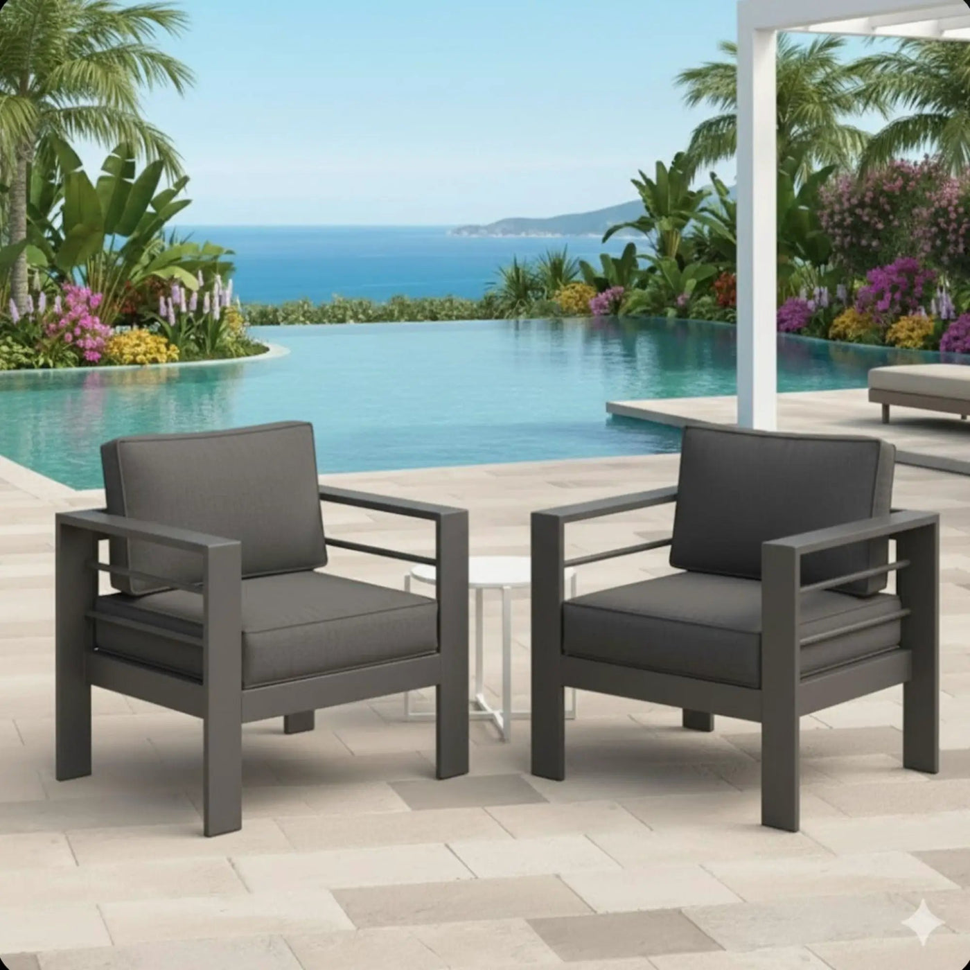Modern All-Weather Patio Armchairs With Thick Cushions (Set of 2) by HouseOfZazla