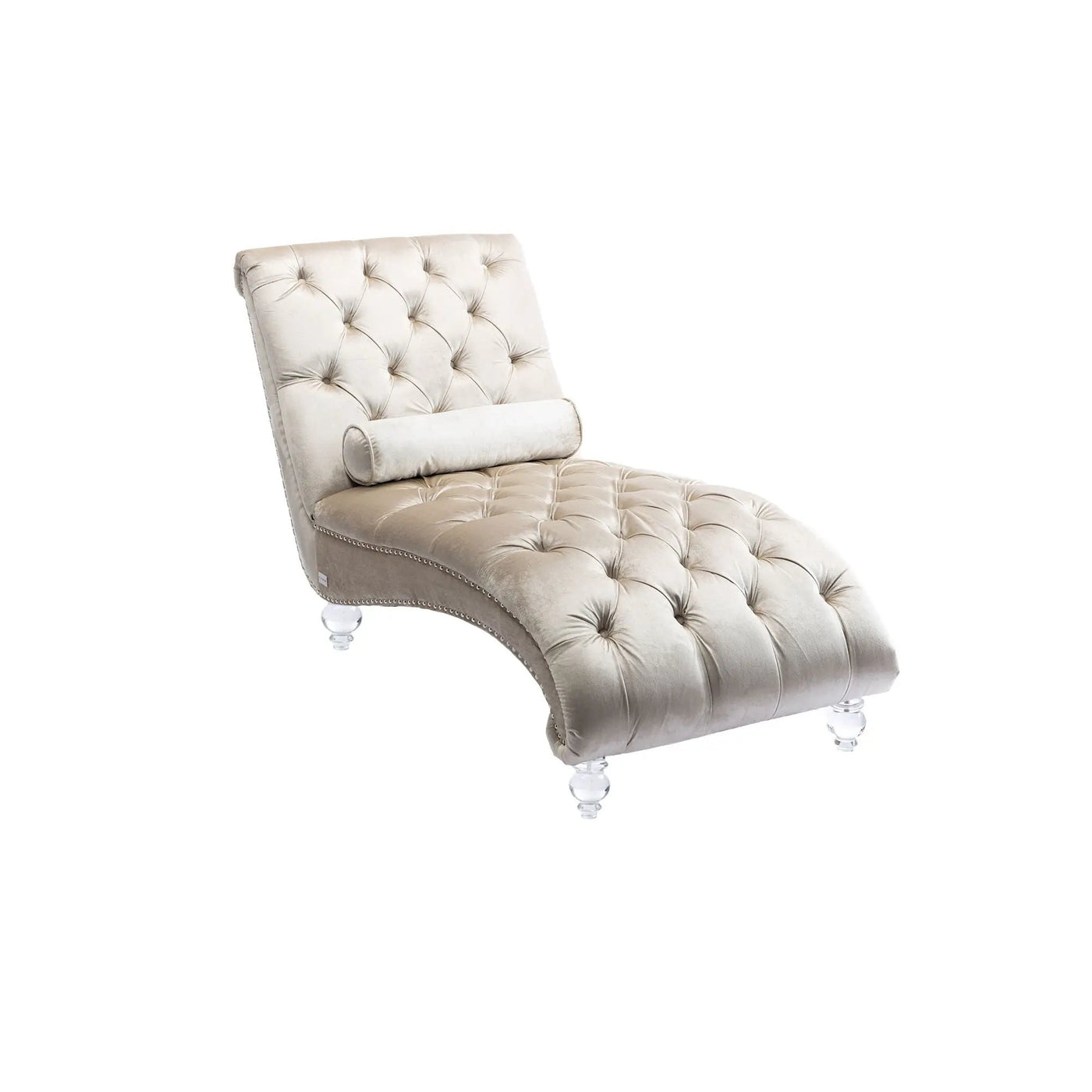 Chaise Lounge Indoor, Button Tufted Upholstered Chaise Lounge Chair With Pillow by HouseOfZazla