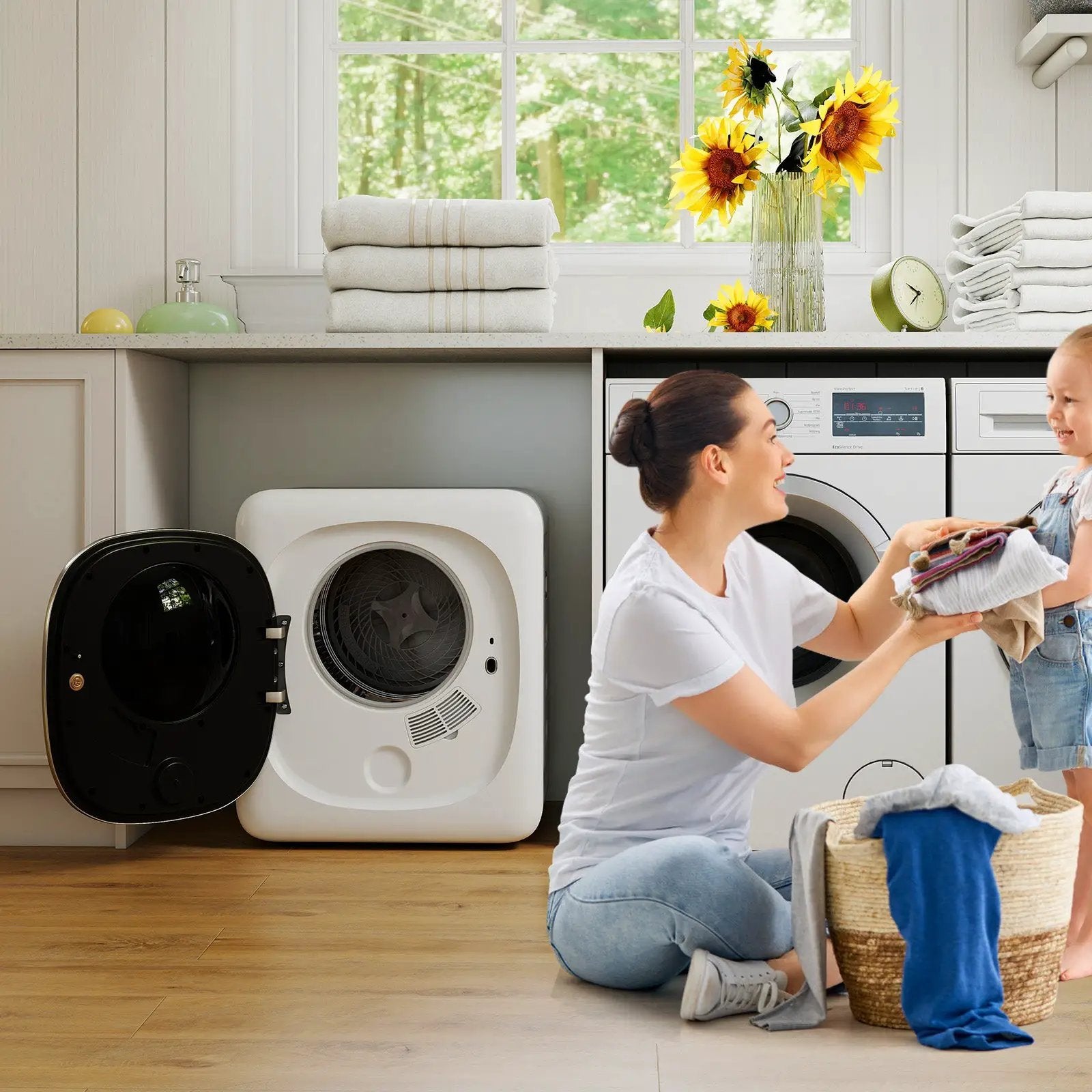 Portable Clothes Dryer Compact Drying Machine with Stainless Steel Tub by DirectDeals