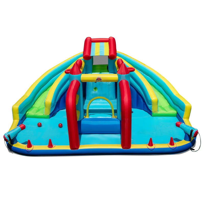 Inflatable Double Water Slide Park with Obstacle Course and Basketball Hoops by DirectDeals
