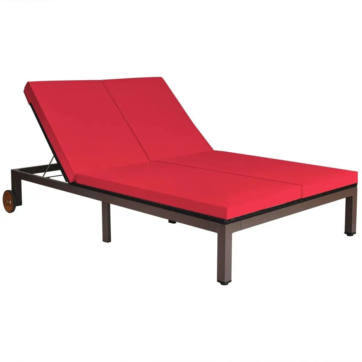 2-Person Patio Rattan Lounge Chair with Adjustable Backrest by DirectDeals