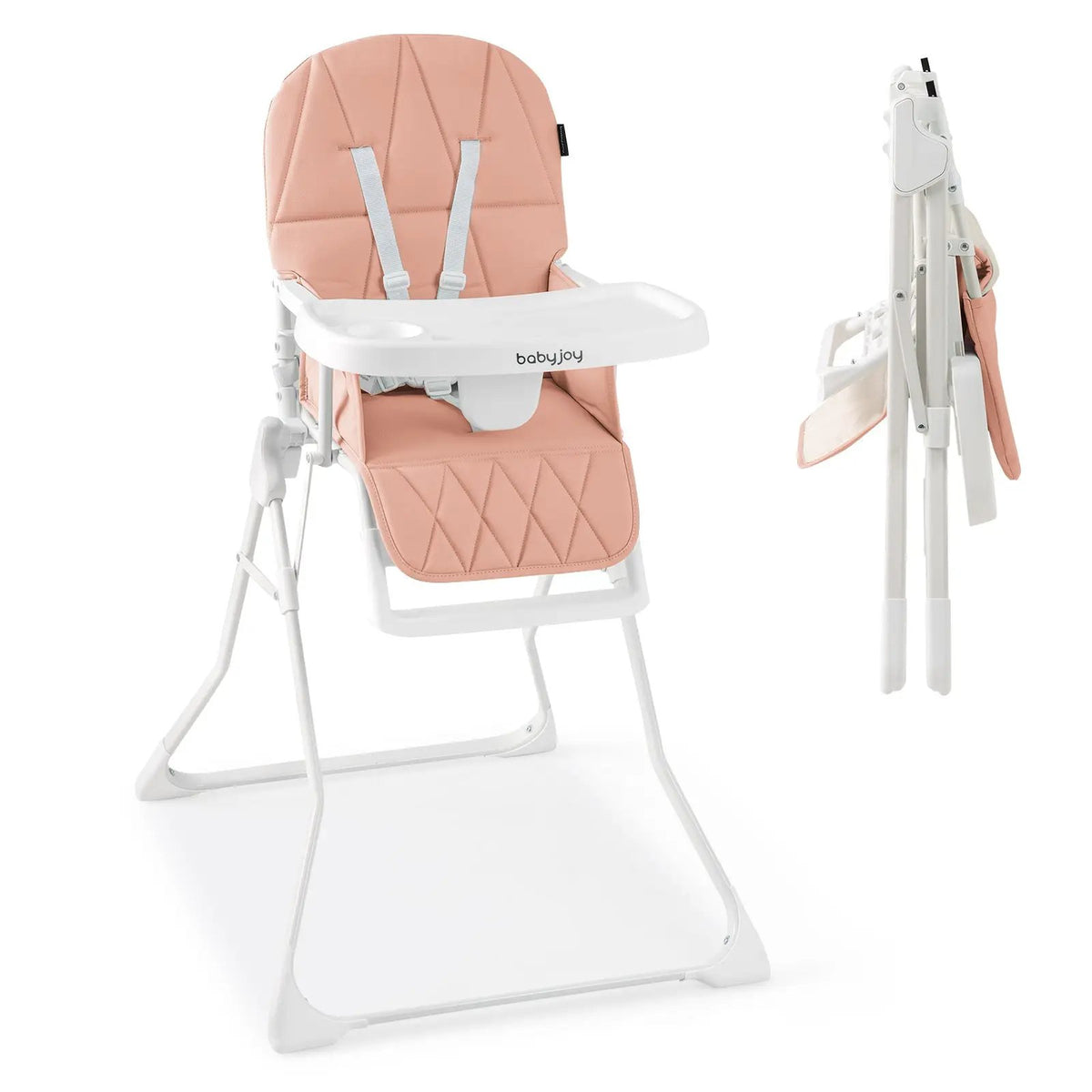 Easy Clean Compact Highchair with Removable Adjustable Tray and PU Seat Cushion by DirectDeals