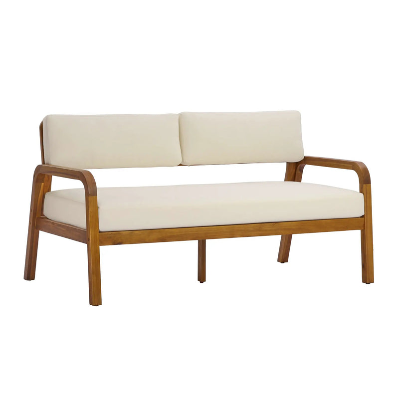 2-Pieces Outdoor Sofa Set with Cushions Teak Acacia Wood by HouseOfZazla