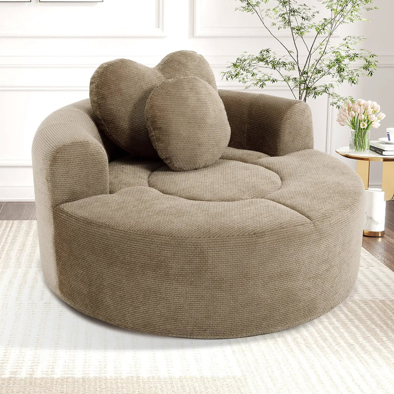 Round Sofa Bed with Memory Foam Sectional Couch for Living Room by HouseOfZazla