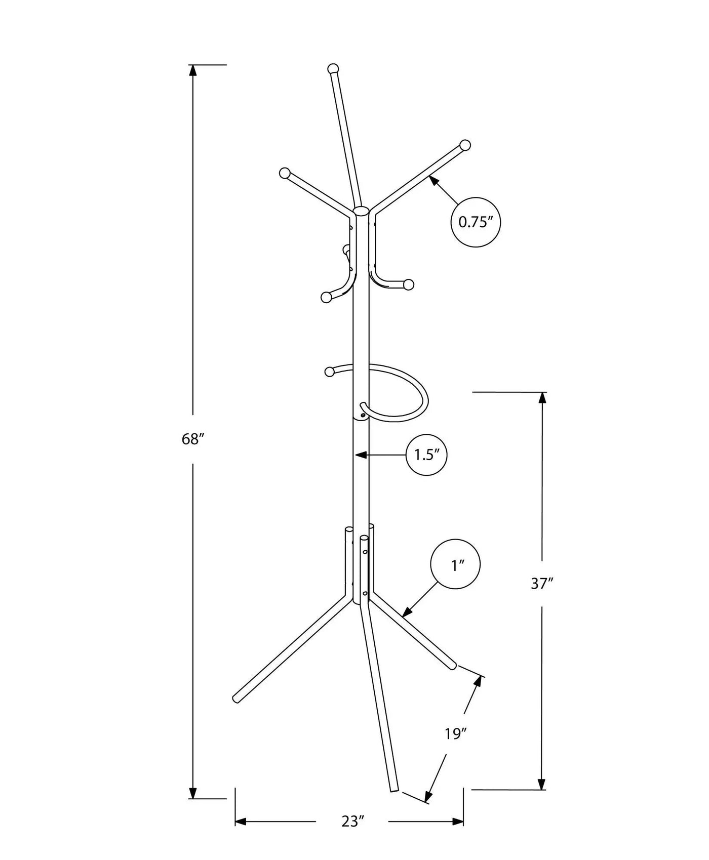 Freestanding Coat Rack with 6 Hooks and Hanging Bar by HouseOfZazla