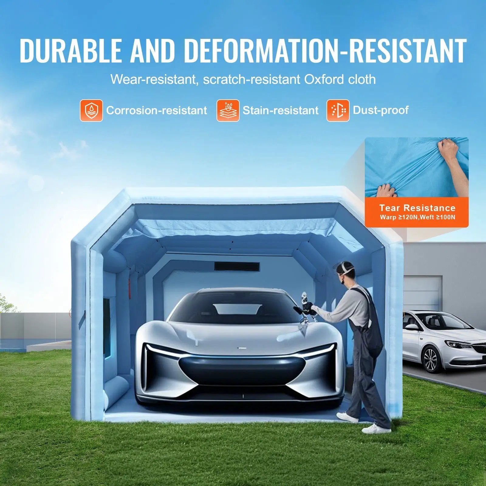 Inflatable Paint Booth, 26.2 x 14.8 x 9.8 ft with Dual Blowers and Air Filter System by HouseOfZazla