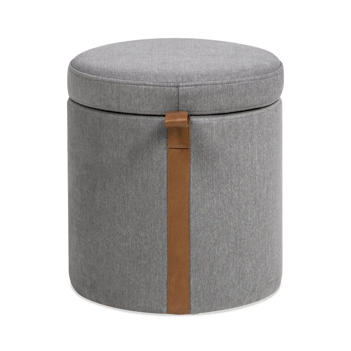 Brandy - Round Upholstered Storage Ottoman With Accent by HouseOfZazla